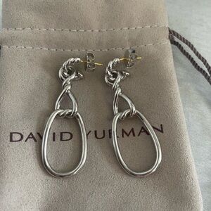 David Yurman Silver Twisted Loop Earrings